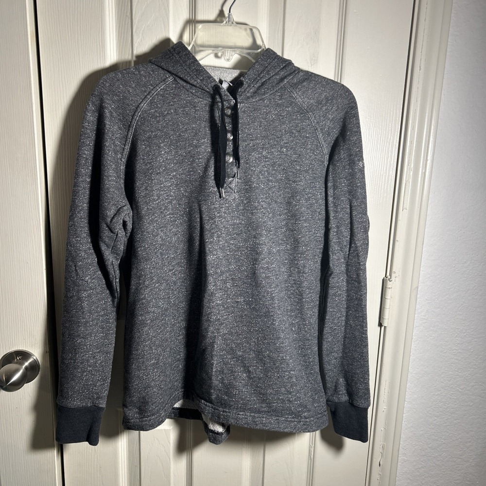 Columbia Mens Henley Hoodie Gray French Terry Pullover Size M
